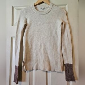 Madewell Fremont Cream and Light Brown Colorblock Crewneck Sweater Size …